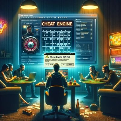 eine Person, die vor einem Computerbildschirm sitzt, auf dem die Benutzeroberfläche der Cheat-Engine-Software angezeigt wird