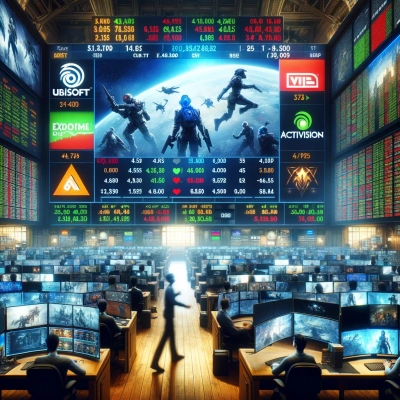 Eine Person wird dabei beobachtet, wie sie auf einem Computer die Aktien einer Spielefirma sucht und analysiert.