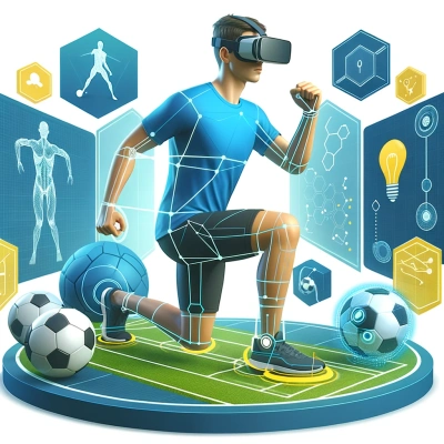 eine Virtual-Reality-Installation mit einem Benutzer, der eine Sporttrainingssimulation erlebt