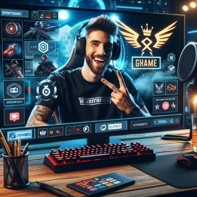 Die Szene zeigt einen professionellen Streamer, der während einer Live-Übertragung mit seinem Publikum interagiert.
