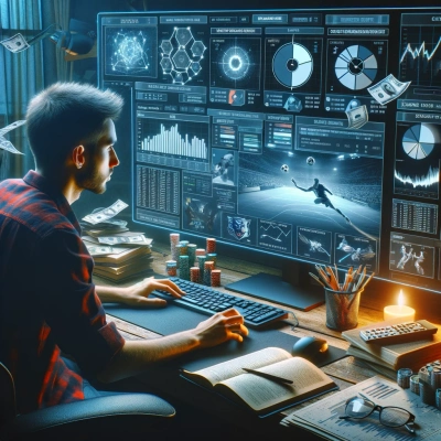 ein Spieler, der akribisch analysiert und Strategien für anstehende Wetten in Videospielen entwickelt